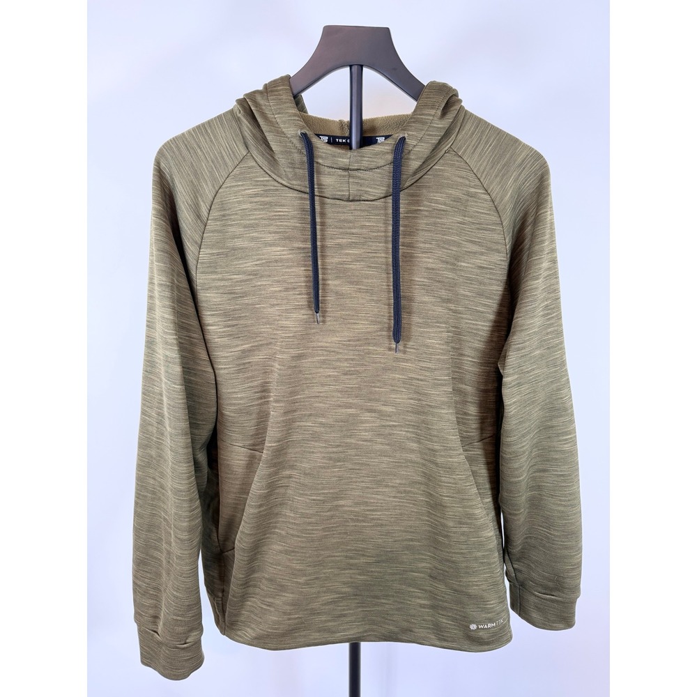Tek Gear WarmTek Mens Hoodie Space Dye Green Fleece Pullover Sweatshirt Size M